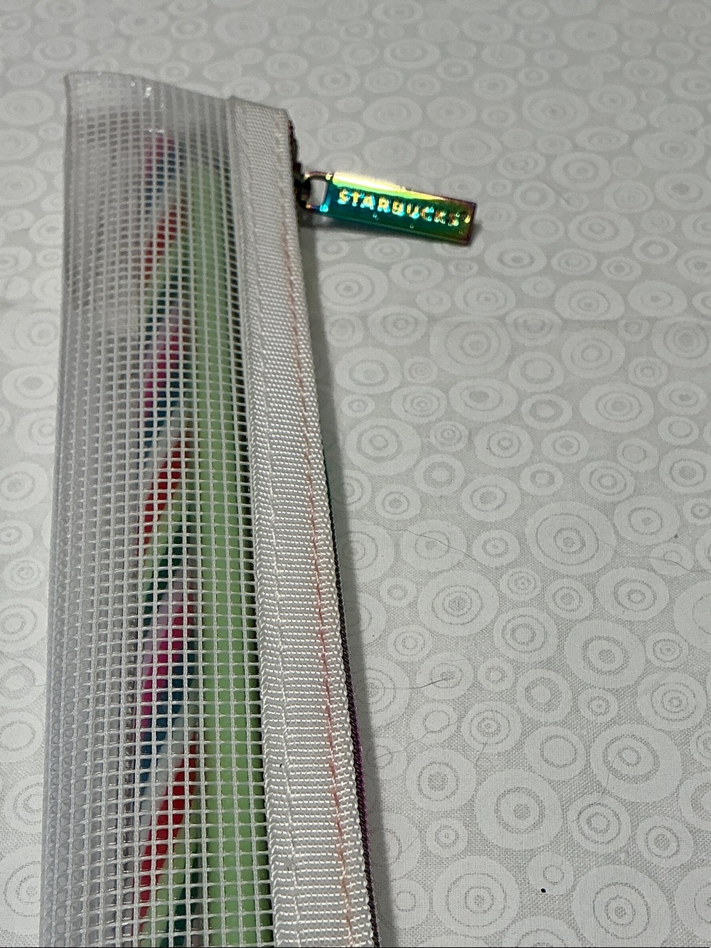 Starbucks Clear Mesh Pouch w/Green & Multicolor Reusable Straws & cleaning brush - Picture 2 of 4
